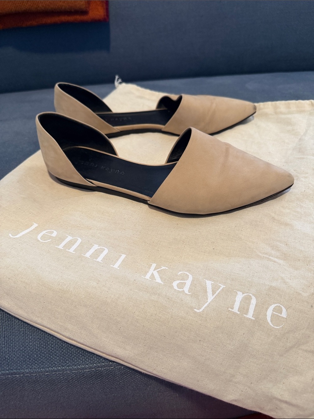 Jenni Kayne Beige Pointed-Toe D'Orsay Flats